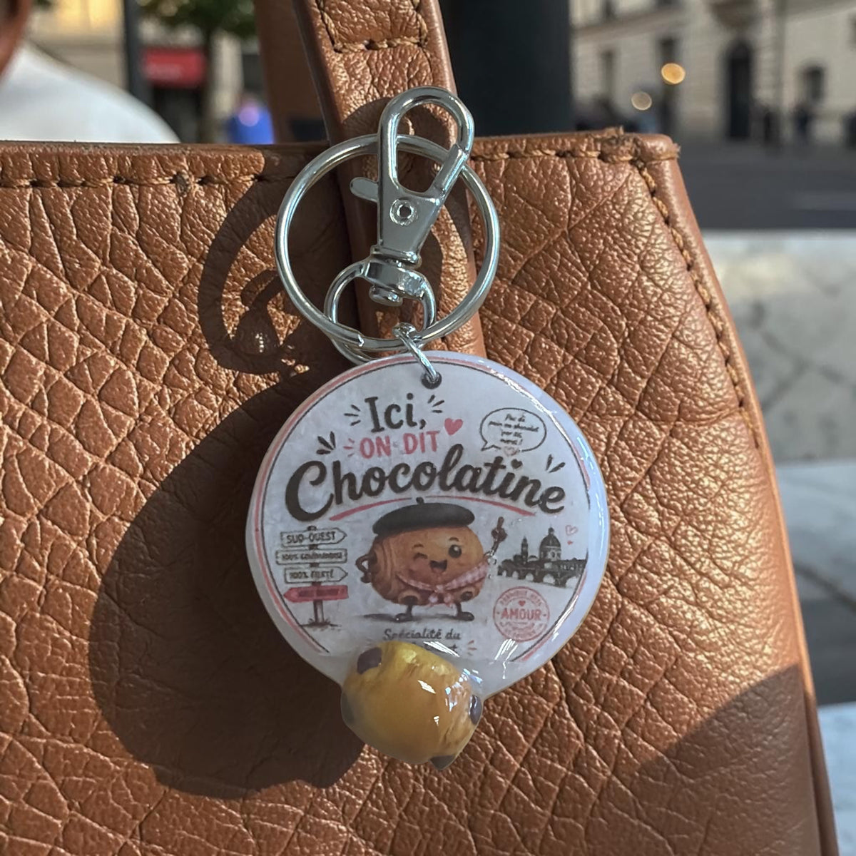 Porte-clés ici c est Chocolatine Rond