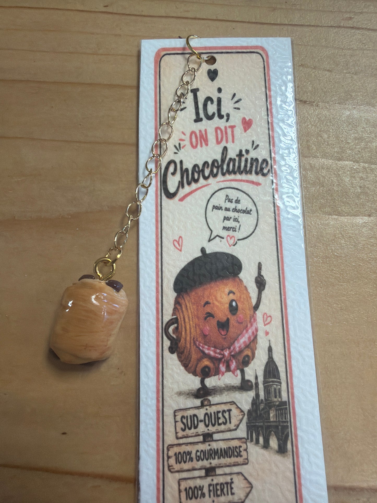 Détail du marque page chocolatine 