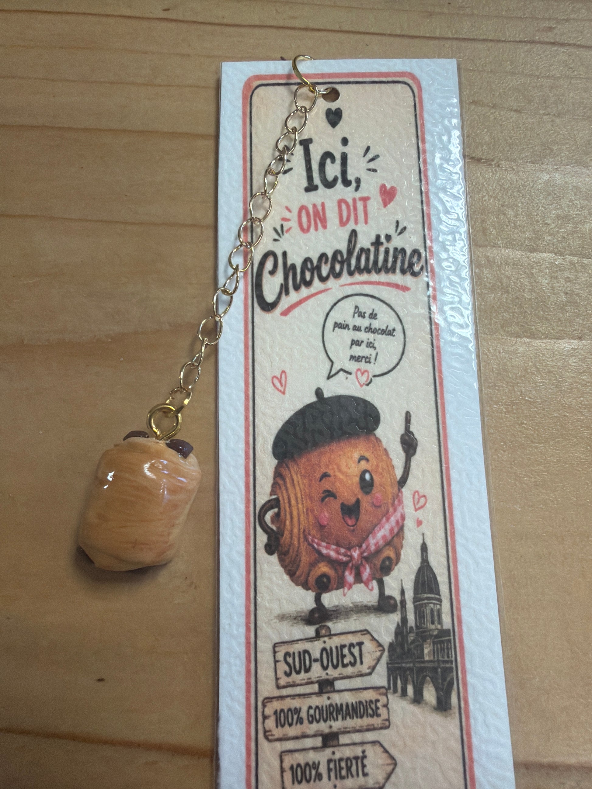 Détail du marque page chocolatine 