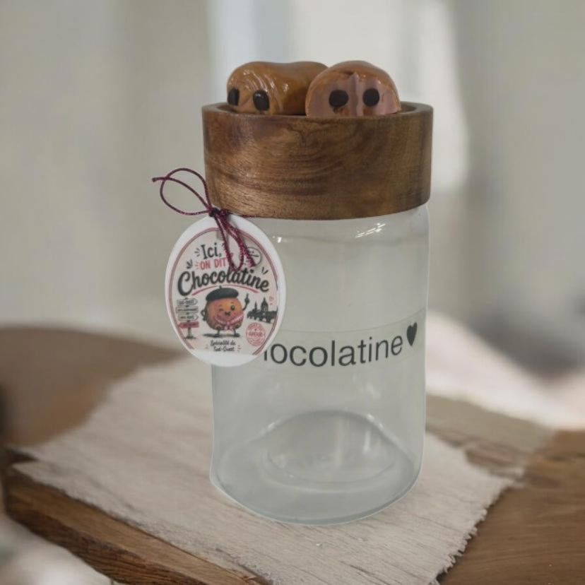 Pot à friandises verre et bambou