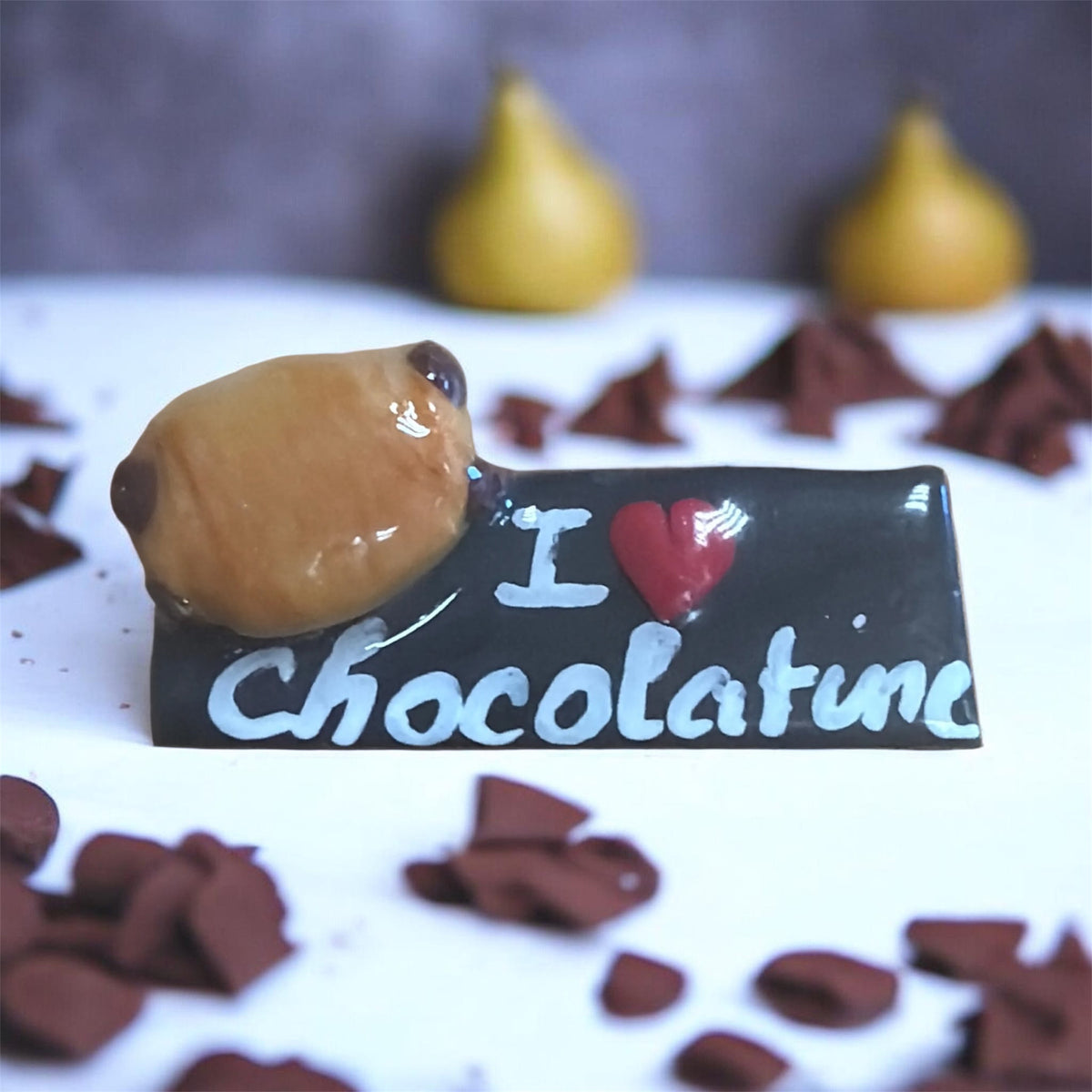 Pin's I love chocolatine rectangle noir