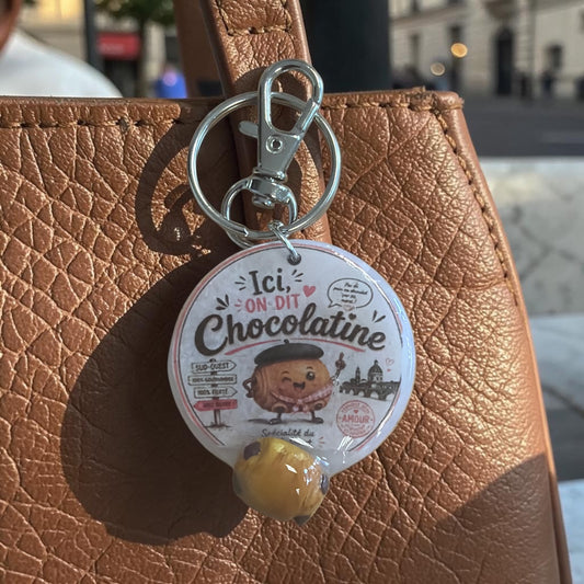 Porte-clés ici c est Chocolatine Rond