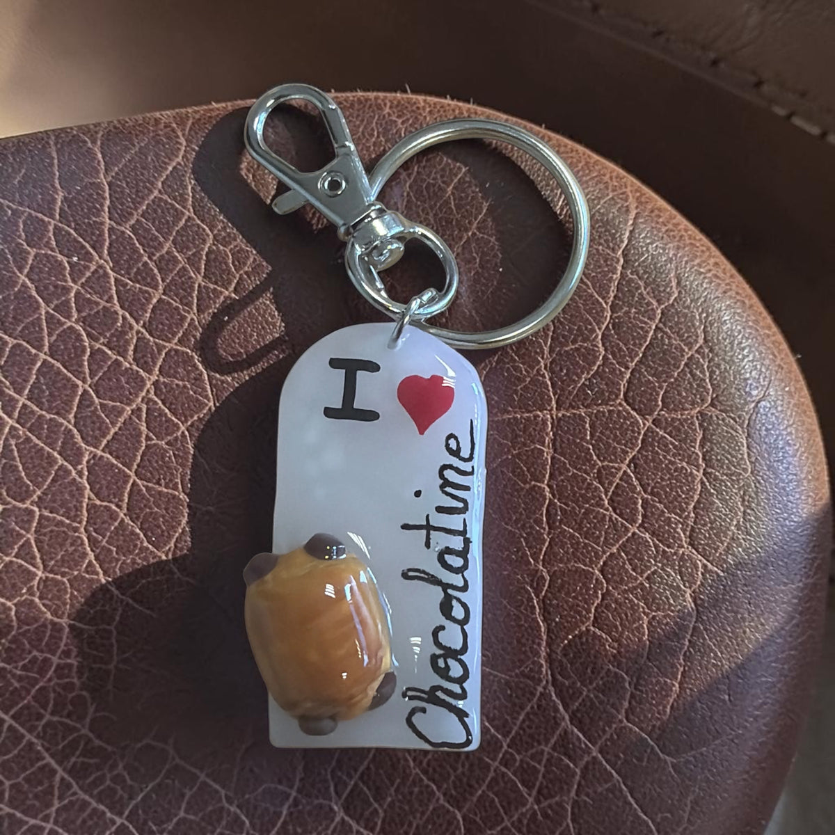 Porte-clé I Love Chocolatine rectangle blanc