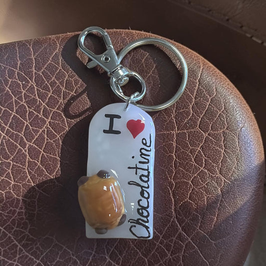 Porte-clé I Love Chocolatine rectangle blanc